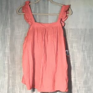 Old Navy Sleeveless Ruffle-Trim Linen-Blend Top